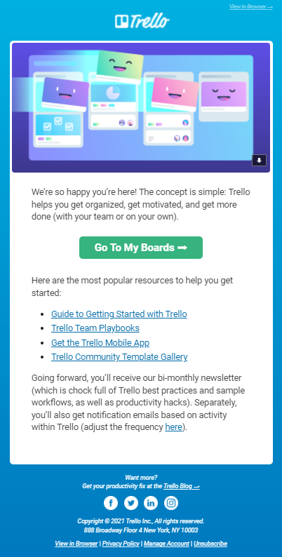 Welcome Series Example Trello