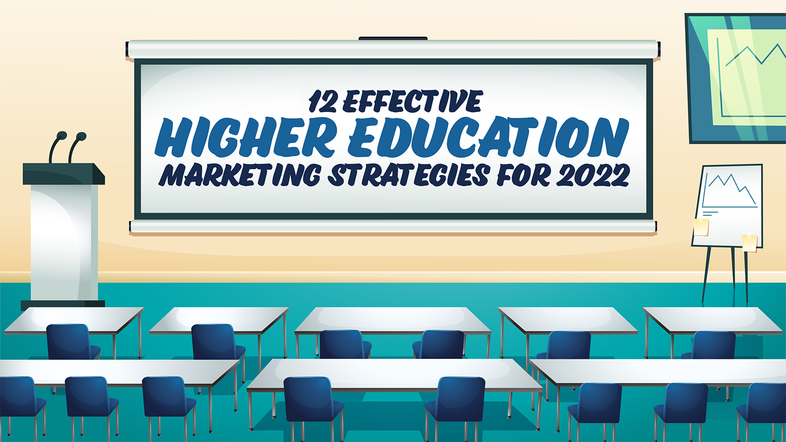 Social media and higher education marketing strategy illustration